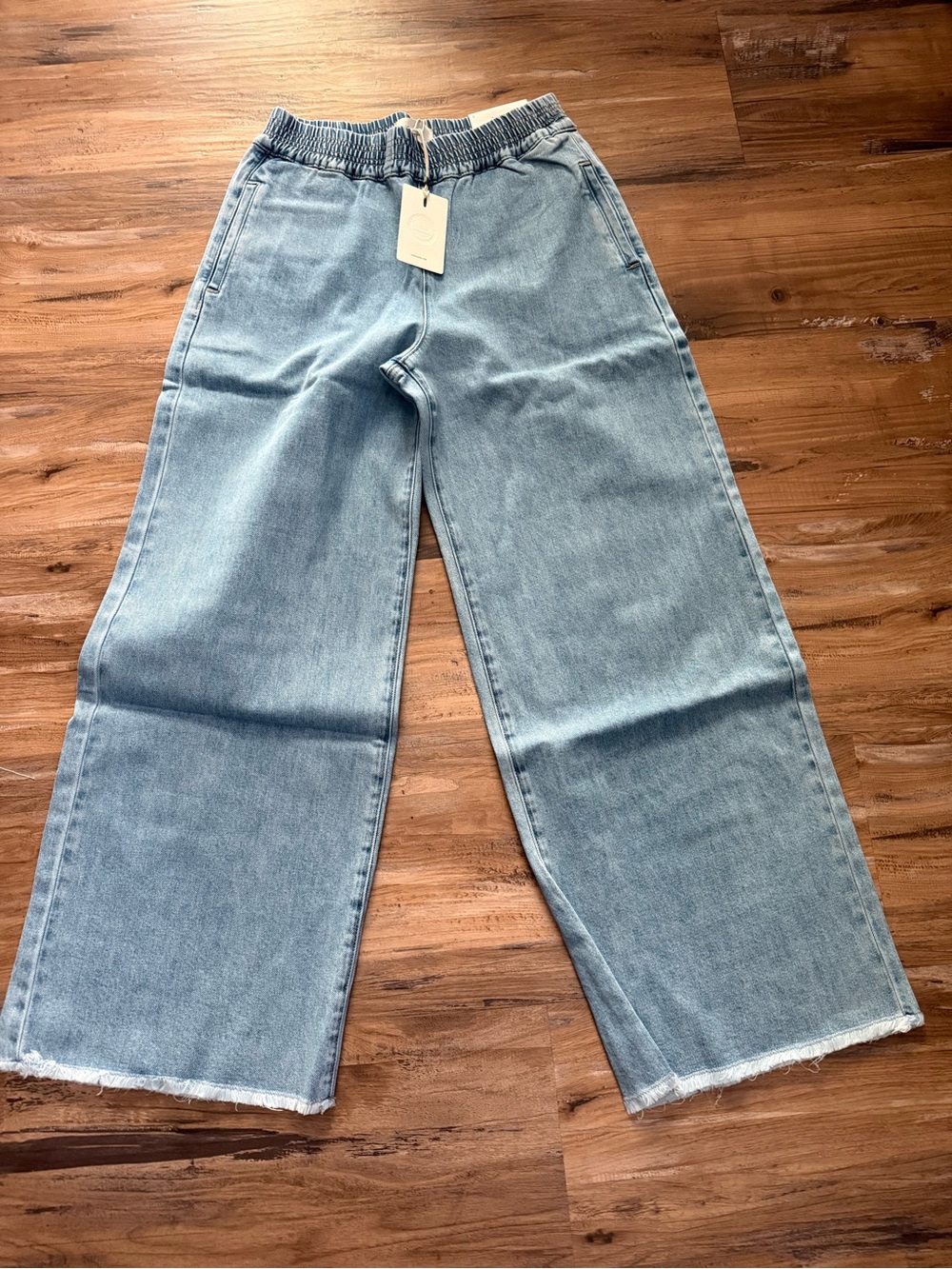 KanCan Light Blue Wide-Leg Jeans with Raw Hem